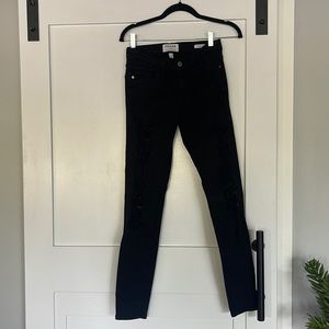 Frame 25 skinny slashed black denim jeans